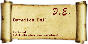 Daradics Emil névjegykártya